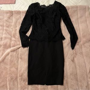 Ted Baker black lace midi dress